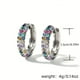 thumbnail image 4 of Luxury Women's Earring Set: Mini Round Silver Plated Fashion Hoop Earrings with Colorful Zircon, 4 of 5