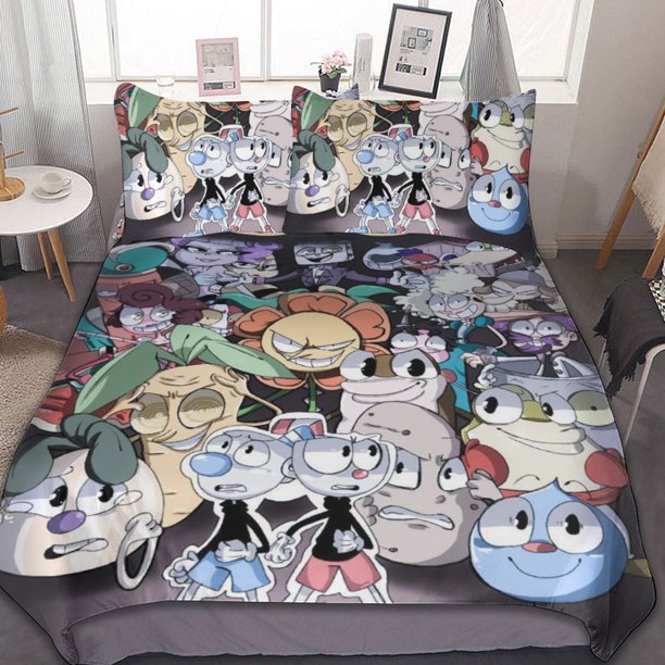 The Cuphead Show 3-Piece Bedding Set Warm And Comfortable Soft Duvet Cover Bed Set for Boys Girls Kids Adult Bedroom All Season