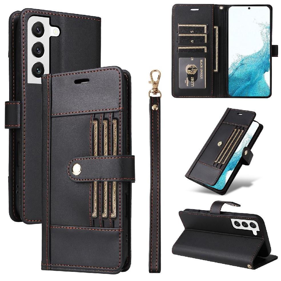Foxdock Funda Tipo Cartera Para Samsung Galaxy S21 – Cubierta De Cuero Pu Con Múltiples Ranuras, Bolsillo Para Efectivo Y Correa De Muñeca