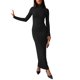 thumbnail image 2 of INSPIRE CHIC Vestido de Cuello Alto para Mujer Casual Fiesta Club Ajustado de Manga Larga Pequeño Negro, 2 of 5