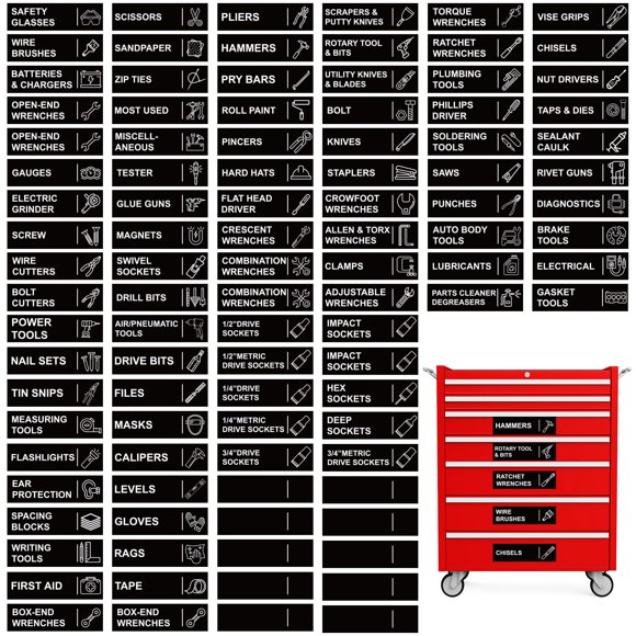 Etiquetas magnéticas para caja de herramientas BLSUREFYX 100 uds 3,5 × 2,5 cm