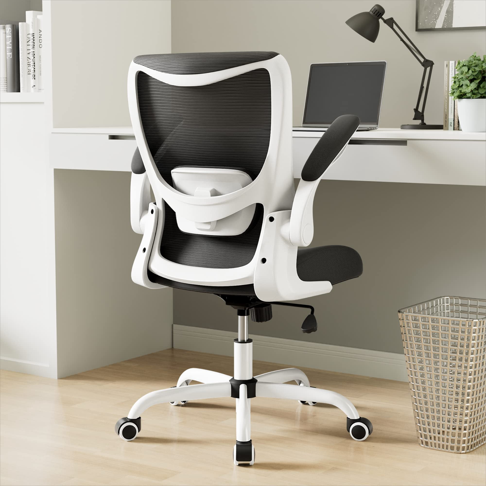 Silla De Oficina Ergonómica Muxx.stil De Malla Con Apoyabrazos Abatibles, Blanca