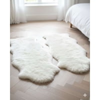 Mylhogar - Juego De 2 Alfombra De Pelo De Oveja Sintetico Ultra Suave