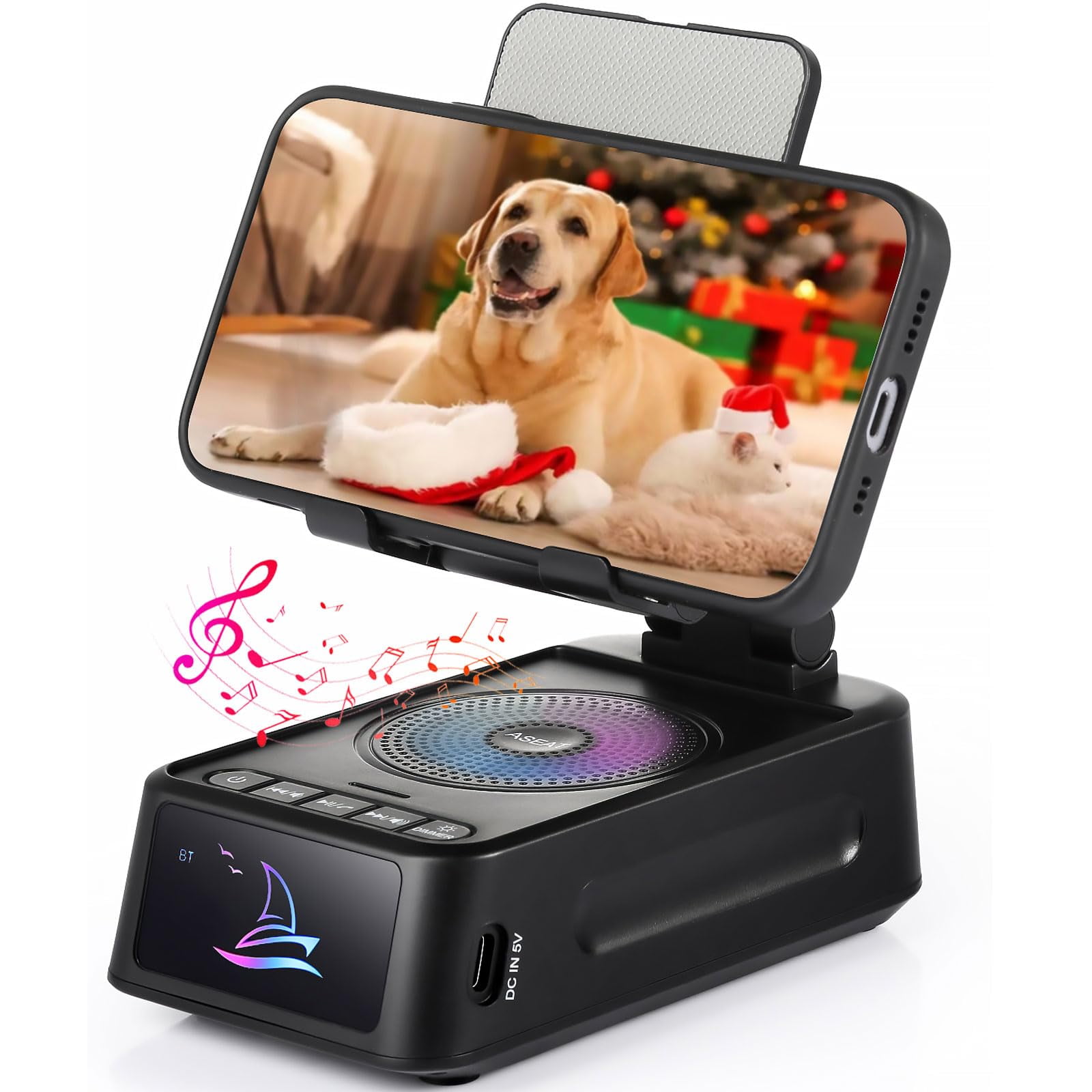 Soporte Para Teléfono Celular Con Altavoz Bluetooth Y Luz Led Aseat