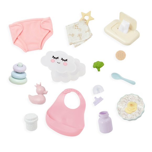 Set de cuidado y alimentación para muñecas LullaBaby Meal Time, 14 pulgadas