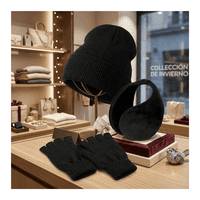 Genérico - Set Térmico Unisex Gorro, Guantes De Lana Sin Dedos Y Orejera De Polar