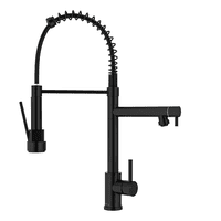 Llave Cocina Belug Monomando Triple Lavaplatos Flexible Negro Negro Mate