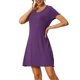 thumbnail image 4 of INSPIRE CHIC Camisón de Manga Corta con Volantes para Mujer, Camiseta de Dormir de Rayón Suave con Cuello Redondo para Primavera Verano, M Púrpura Oscuro, 4 of 6