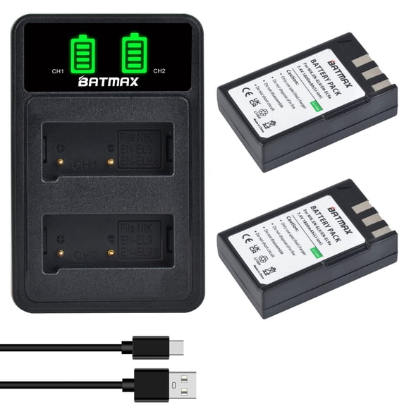Batería Batmax EN-EL9 (2 unidades) + Cargador USB Dual