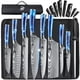 thumbnail image 1 of Juego de cuchillos de chef Dfito de 9 piezas de acero de alto carbono con mango azul, 1 of 8