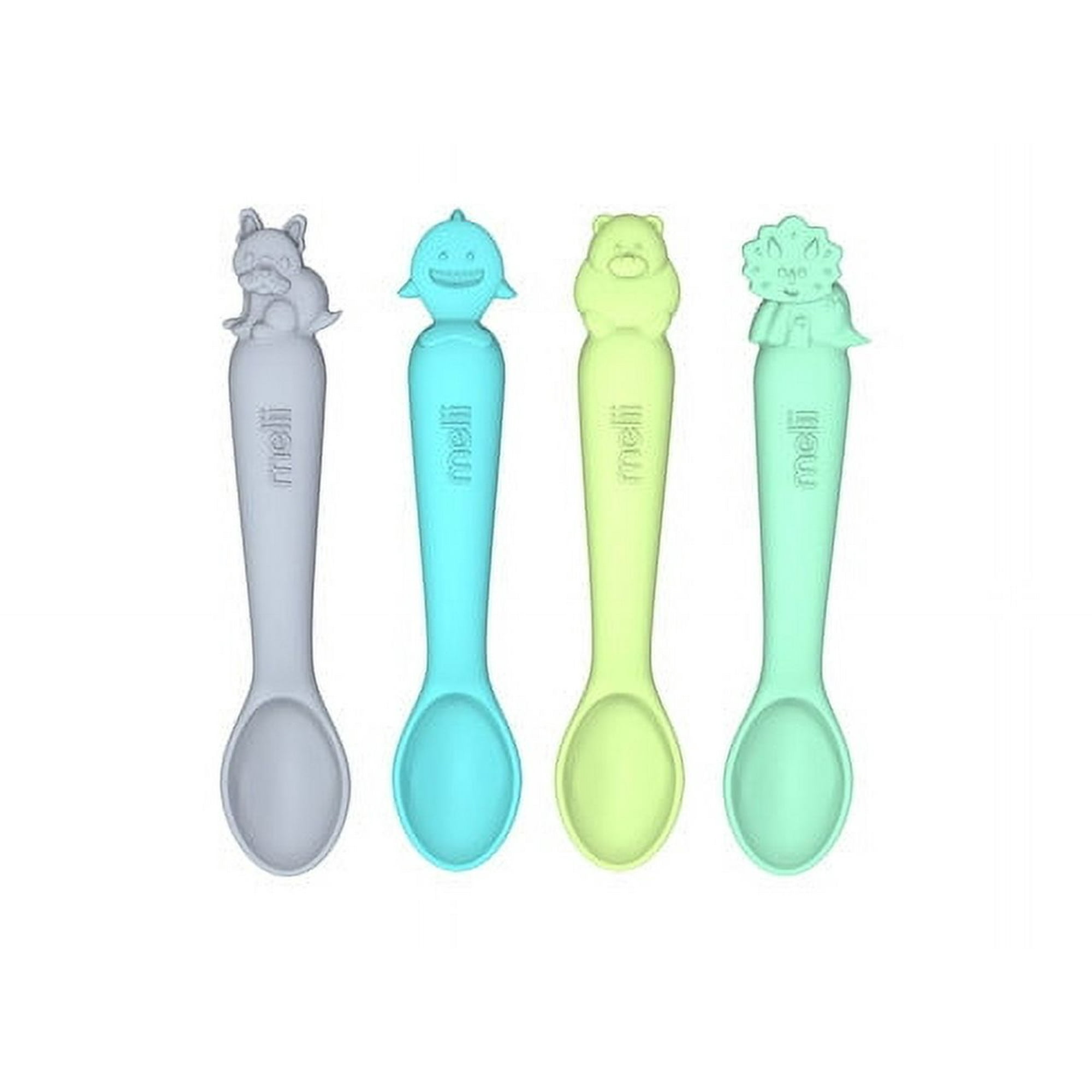 Melii - Pack De 4 Cucharas De Silicona Azul, Verde Y Gris