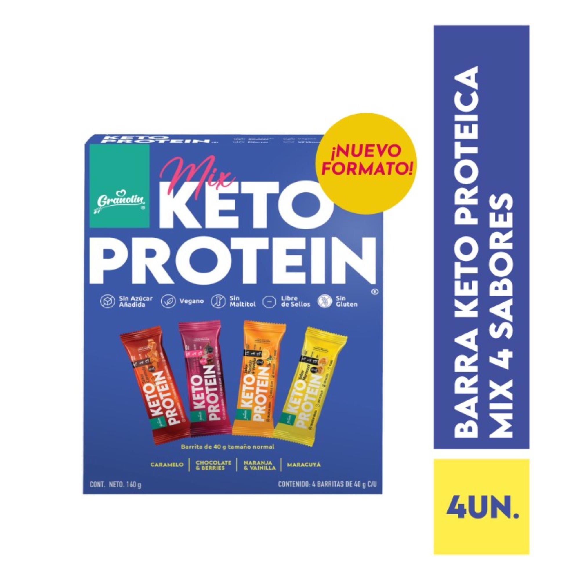 Barra De Cereal Keto Protein Mix 4 Sabores Pack 160 g Granolin