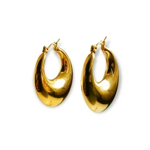 Elbauldejuma - Aros Bote Chunky Minimalista Inflada Chapado En Oro