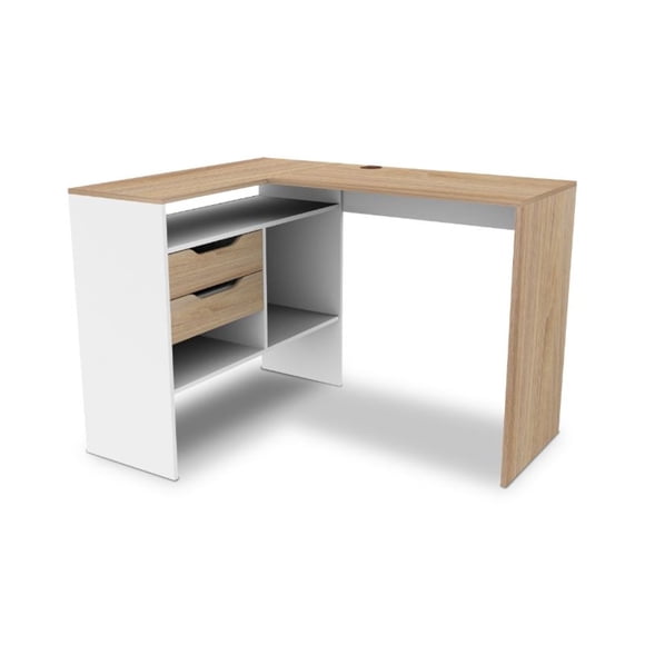 Escritorio Milan Esquinero Melamina Olmo Blanco
