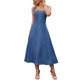 thumbnail image 2 of INSPIRE CHIC Vestidos de Mezclilla sin Mangas para Mujer Escote Cuadrado Maxi Vestido de Jean Azul S, 2 of 6