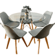 thumbnail image 1 of Comedor Mesa Eames Vidrio 100 cm + 5 Sillas Tulip Grises, 1 of 8