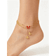 thumbnail image 3 of Pulsera Tobillera para Mujer de Múltiples Capas Chapada en Oro de 18K, Cadena de Pie Ajustable Boho con Borla de Mariposa de Esmalte Rojo, 3 of 10