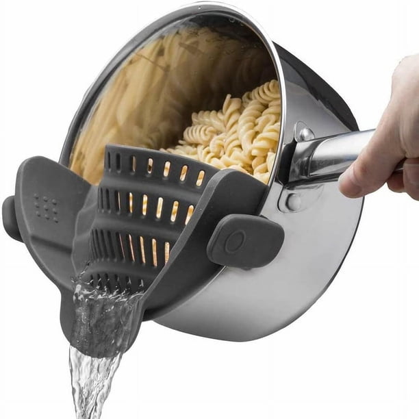 Make Cooking Effortless with our Adjustable Silicone Clip-On Pot and Pasta Strainer - Perfect for Pots, Pans, and Bowls!