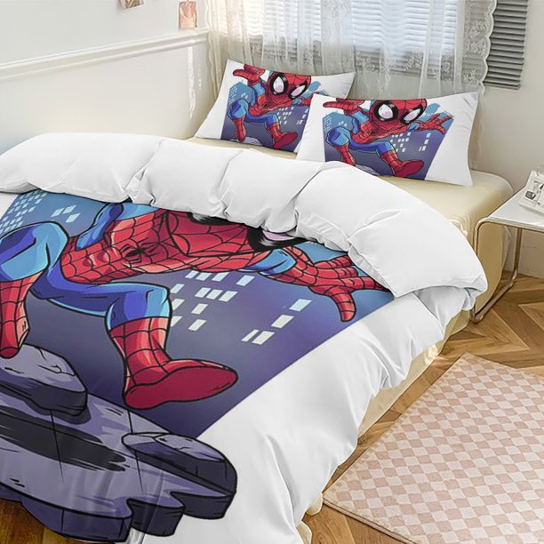 Spider-Man 3-Piece Twin Bed Set - Includes 1 Single Quilt And 2 Pillow Cases Bedding - Fade Resistant Microfiber - Spider