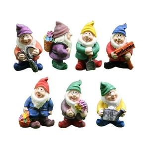 Genérico - Paquete De 7 Gnomos De Resina Para Exteriores, Decoración De Jardines De Hadas, Micro Paisaje