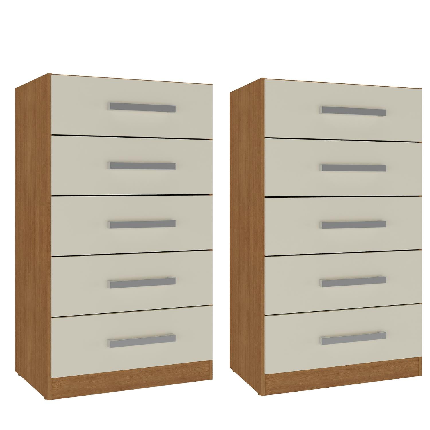 Movelaria - Combo 2 Cómodas 5 Cajones 91x46x35 Cm Off White R05x2 Blanco