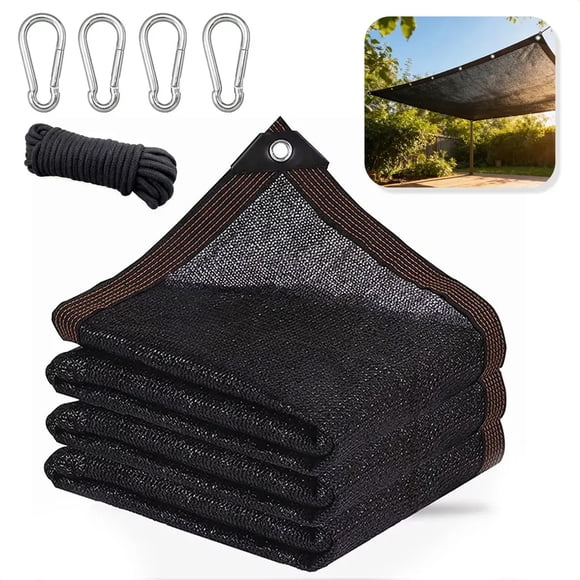 Malla Sombra 6x4 m 95% de Sombra con Protección UV Negra Bordes Reforzados