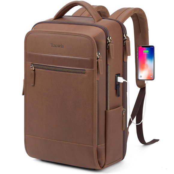 Mochila Para Portátil Leather De 15 6 Pulgadas Con Puerto De Carga Usb