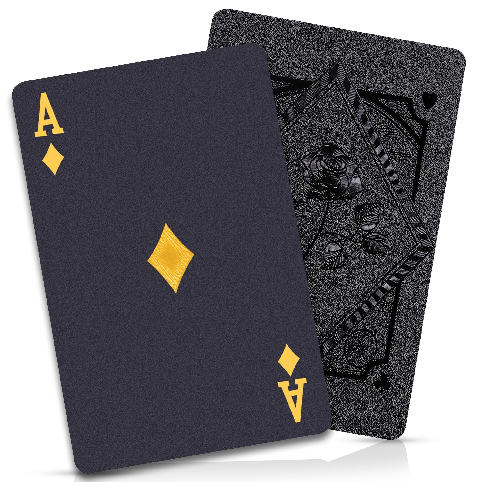 Juego De Cartas Etyishe, Póker Negro De Plástico Impermeable (paquete De 4)