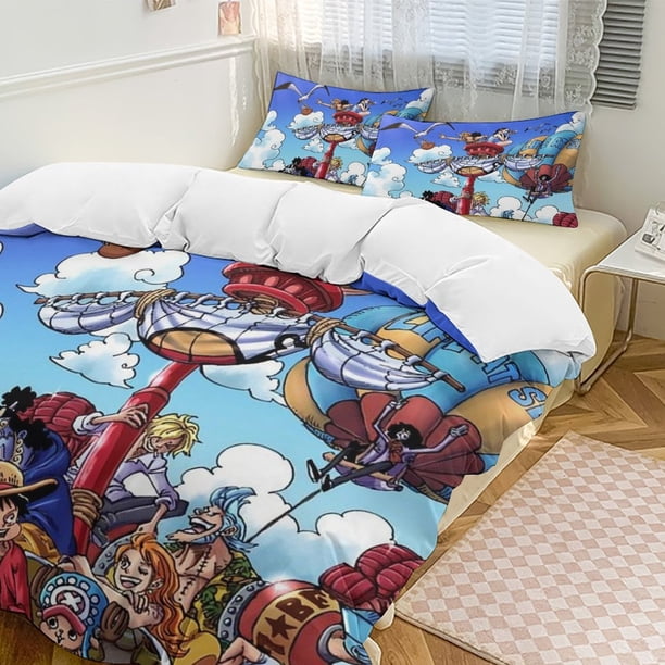 The Straw Hat Pirates Bed Duvet Cover Funny Anime Cartoon Bedding Sets Lightweight 3 Piece Comforter Sets