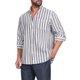 thumbnail image 4 of INSPIRE CHIC Camisas de Vestir a Rayas con Bolsillo en el Pecho para Hombre de Manga Larga y Cuello Mao M Gris, 4 of 4