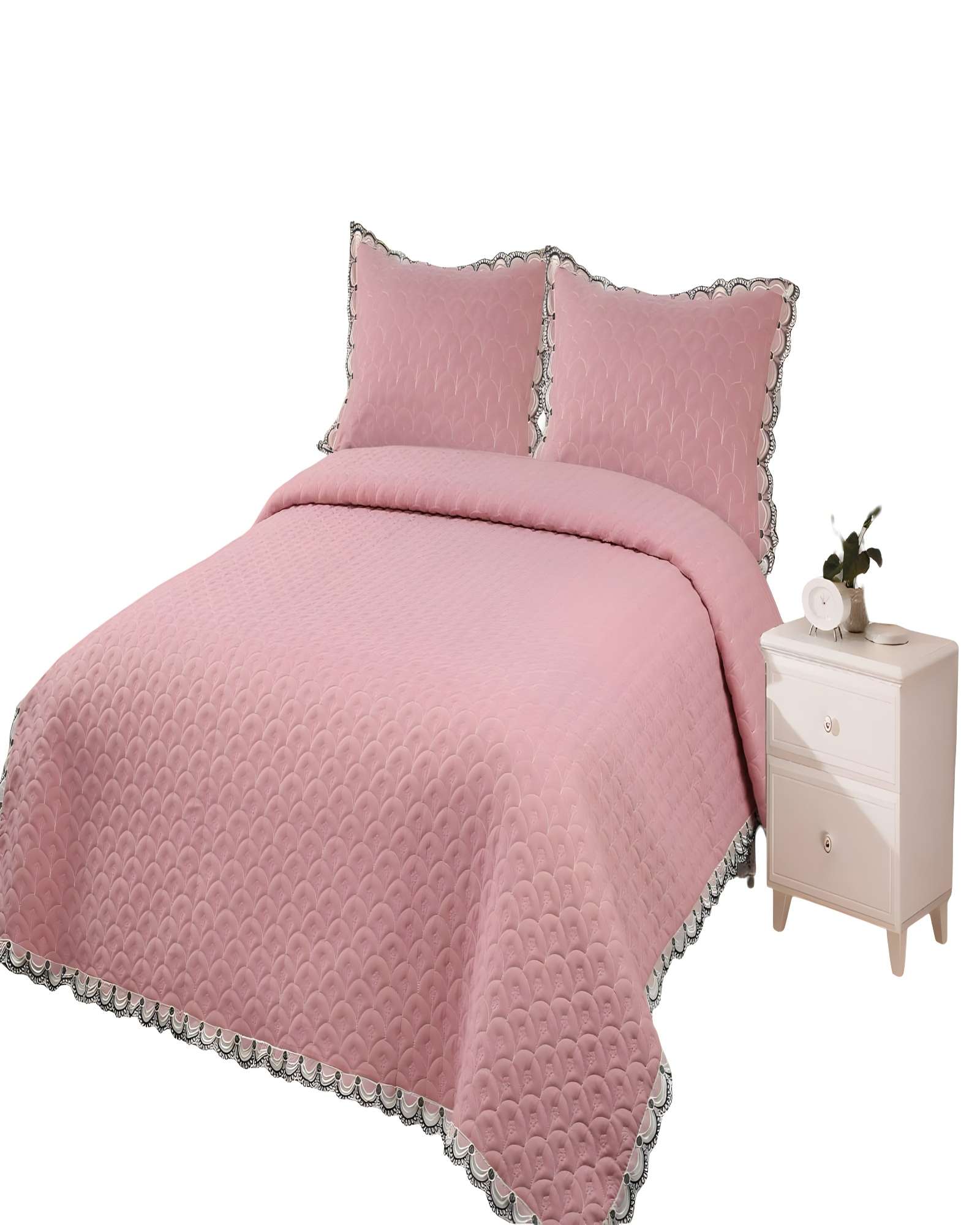 Genérico - Cubrecama Quilt De Verano Bordado 2 Plazas Rosa O