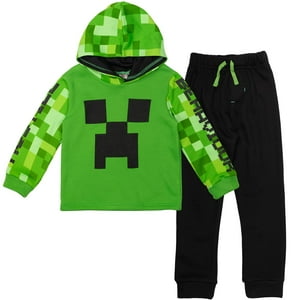 Conjunto De Ropa Minecraft Creeper Big Boys, Sudadera Con Capucha Y Pantalones De Forro Polar