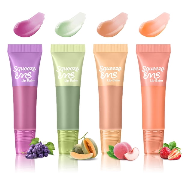 Set de 4 Brillos Labiales Bekoeen, Bálsamo de Manteca para Labios, Brillo Labial para Niñas, Aceite Hidratante con Vitamina E, Brillo No Pegajoso para Labios Secos y Agrietados