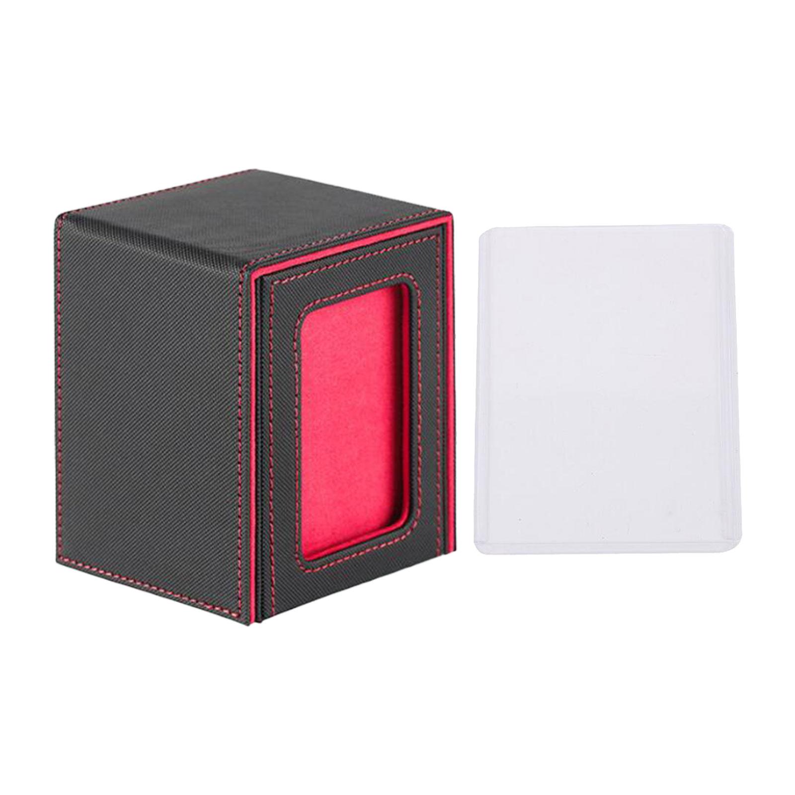 Ioensy - Caja De Almacenamiento Para Baraja De Cartas, Organizador De Tarjetas De Baloncesto, Forro Rojo