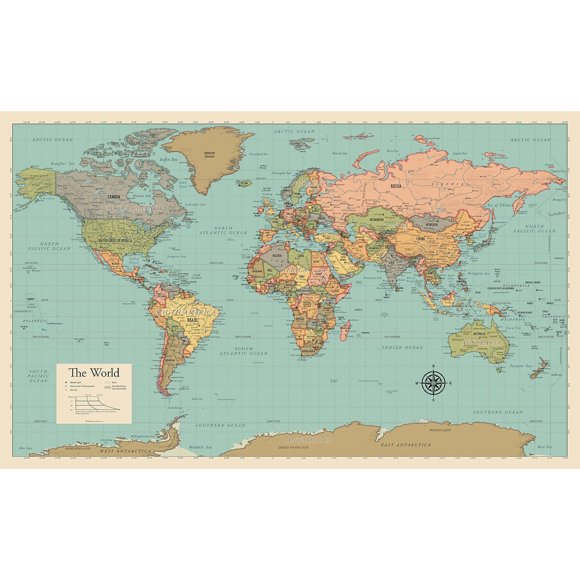 Póster mapa mundi laminado Palace Learning, 18 × 29 cm