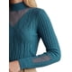 thumbnail image 5 of INSPIRE CHIC Top de Punto de Terciopelo para Mujer de Manga Larga con Cuello Simulado y Encaje Suéter de Punto Talla Mediana Azul Pavo Real, 5 of 6