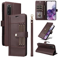 Foxdock Funda Tipo Cartera Para Samsung Galaxy S20 – Cubierta De Cuero Pu Con Múltiples Ranuras, Bolsillo Para Efectivo Y Correa De Muñeca