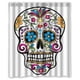 thumbnail image 1 of Cortina de ducha con diseño de calavera y rayas de colores, con ganchos, tamaño 60 x 72 pulgadas, 1 of 3
