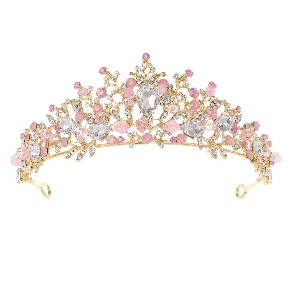 Acculess - Disfraz De Princesa Tiara De Cristal Rosa Para Niños De 5 A 16 Años