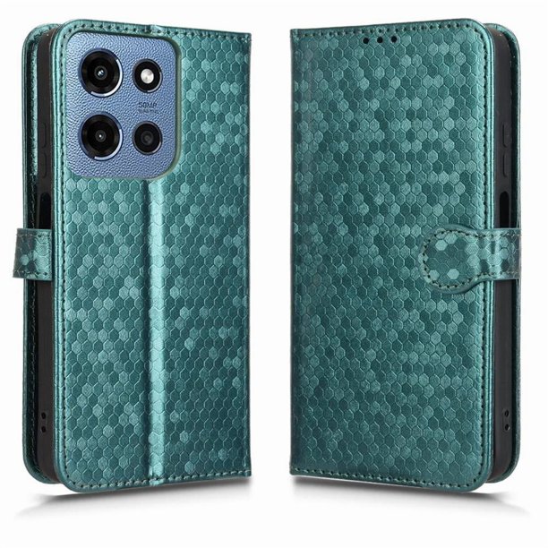 Funda Cartera Lunares Motorola Moto G Play 2025 con Tarjetero, Correa y Soporte Verde