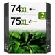 thumbnail image 1 of Cartuchos de tinta PikBey 74XL 75XL paquete de 2 (Negro/Tricolor), 1 of 6