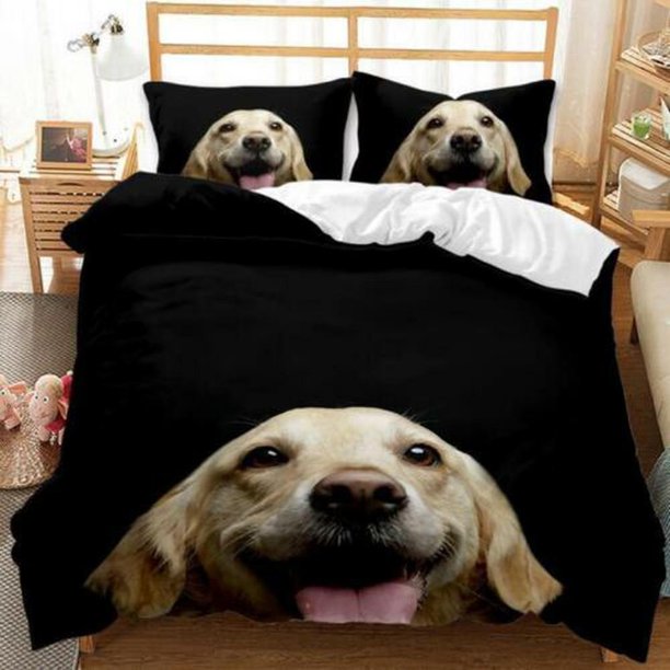 Labrador Golden Retriever Quilt Duvet Cover Set Bed Linen 3-Piece Bedding Set