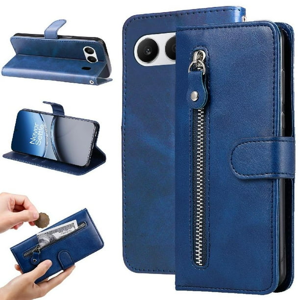 Funda con Cremallera para OnePlus Nord 4 5G, Carcasa Cartera de Cuero PU con Soporte y Tarjetero