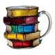 thumbnail image 2 of Taza De Café Con Libros Apilados, Taza Con Libro Pintado Para Miembros Del Club De Lectura De Escritores, 2 of 5