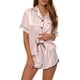 thumbnail image 1 of INSPIRE CHIC Conjuntos de Pijama de Satén para Mujer Ropa de Dormir Tops con Pantalones Cortos Conjuntos de Descanso XL Rosa-Blanco, 1 of 6
