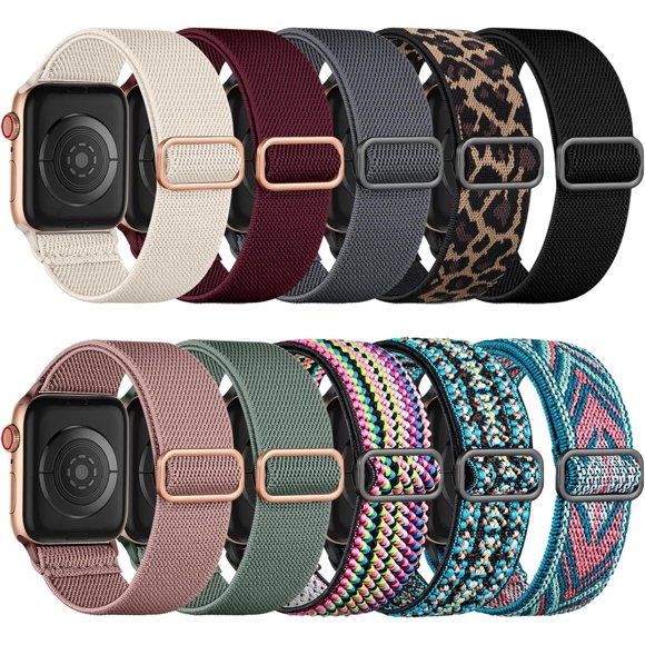 Correas de Nylon Elástico Maledan, paquete de 10, para Apple Watch