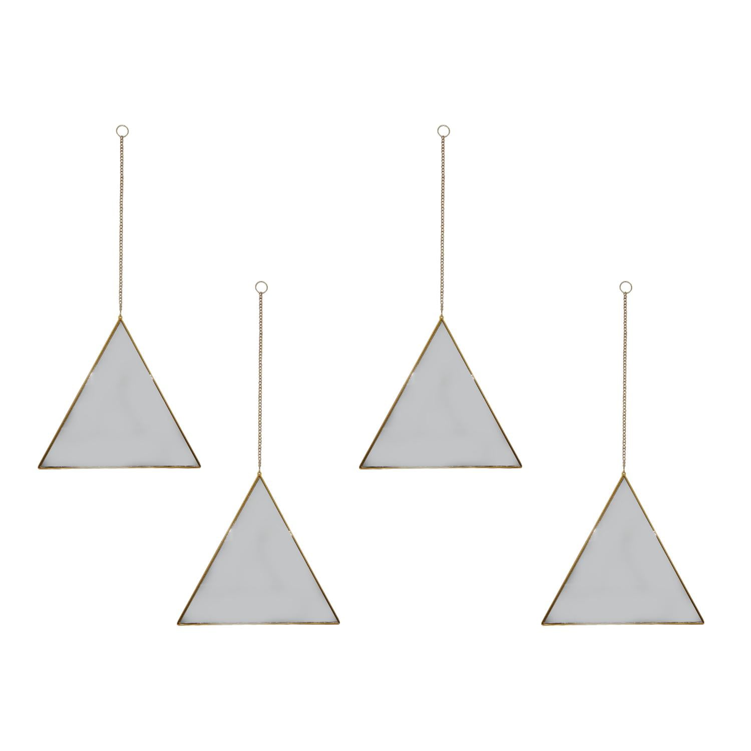 Fliperex - Set 4 Espejos Pared Para Colgar Triangular Marco De Espejo Dorado