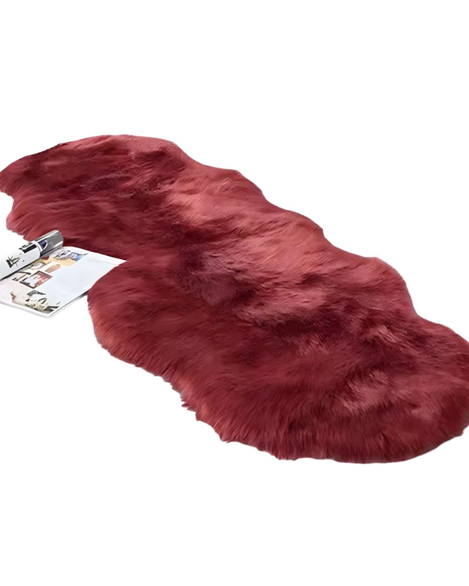 Teng Fei - Alfombras Decorativas Imitacion Piel De Conejo Burdeo