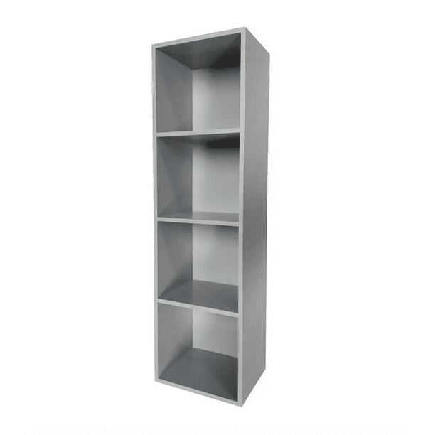 Librero Vertical Multifuncional Repisa 4 Nieveles - Gris