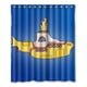 thumbnail image 1 of Cortina de ducha con diseño de submarino amarillo, juego de cortinas de baño con ganchos, tamaño 60 x 72 pulgadas, 1 of 3
